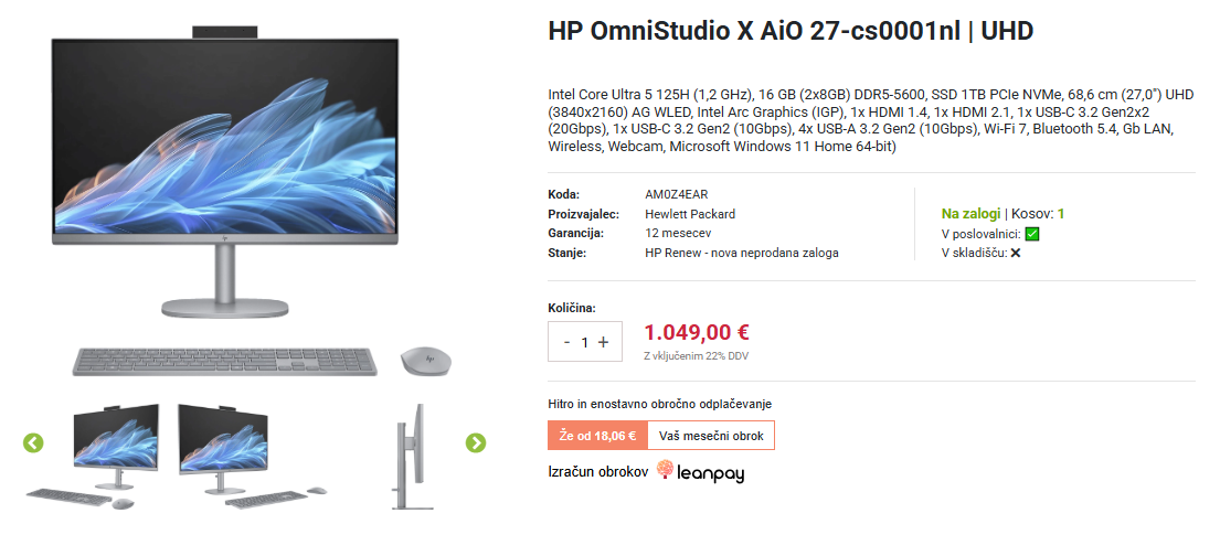 Screenshot All in One računalnika z UHD zaslonom